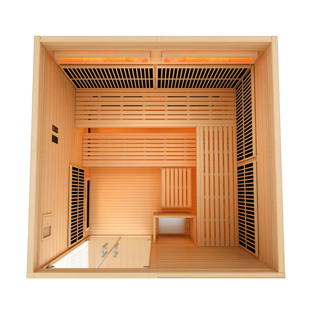 Golden Designs 2025 Toledo 6 Per Hybrid Sauna (Indoor). Full Spectrum and Harvia Traditional Stove