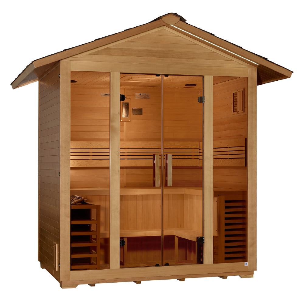 Golden Designs "Vorarlberg" 5 Person Traditional Outdoor Sauna -  Canadian Hemlock