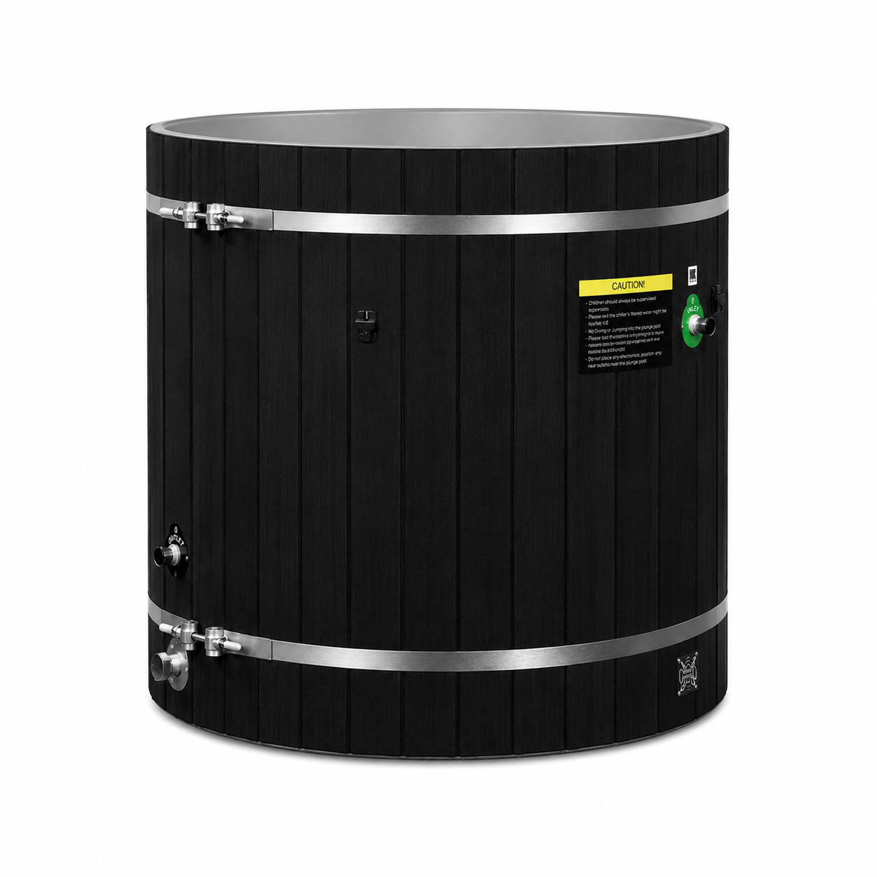 ***New 2026 Model*** Dynamic Cold Therapy PVC Barrel Cold Plunge - Black Exterior