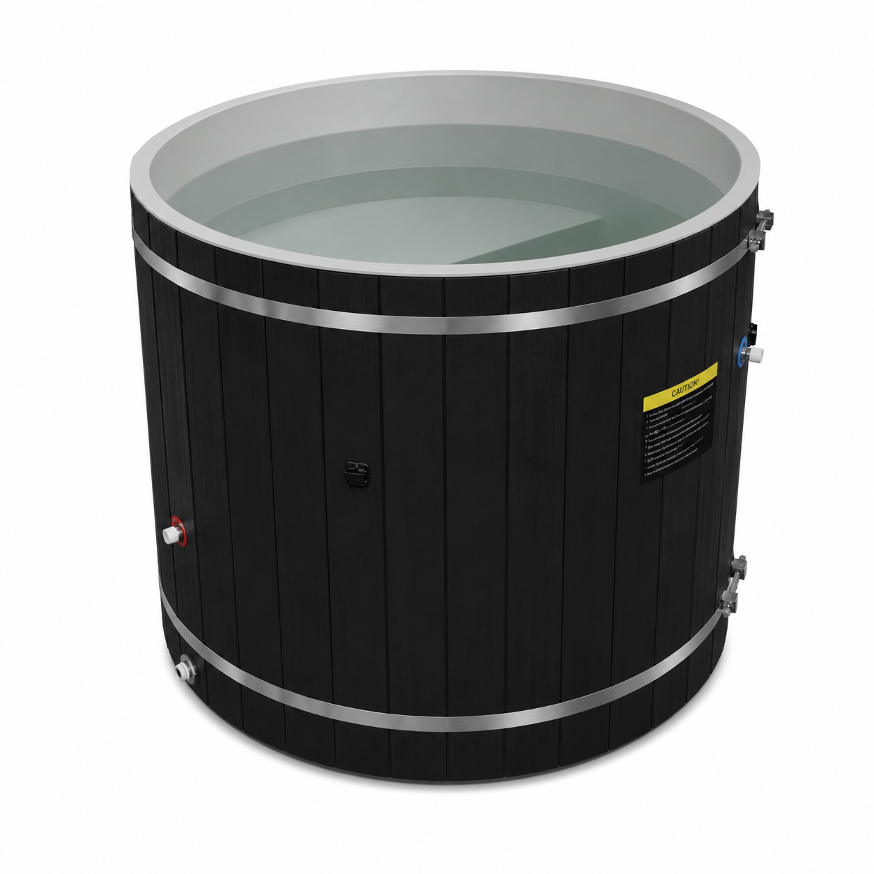 ***New 2026 Model*** Dynamic Cold Therapy PVC Barrel Cold Plunge - Black Exterior