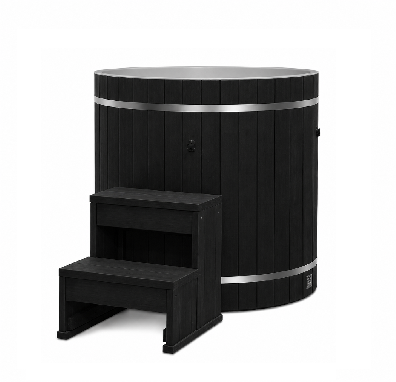 ***New 2026 Model*** Dynamic Cold Therapy PVC Barrel Cold Plunge - Black Exterior
