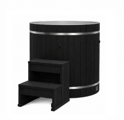 ***New 2026 Model*** Dynamic Cold Therapy PVC Barrel Cold Plunge - Black Exterior