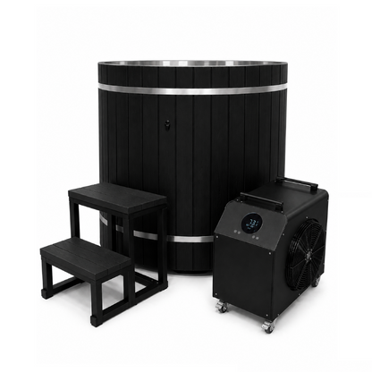 ***New 2026 Model*** Dynamic Cold Therapy Barrel 304 Stainless Steel Cold Plunge - Black Exterior