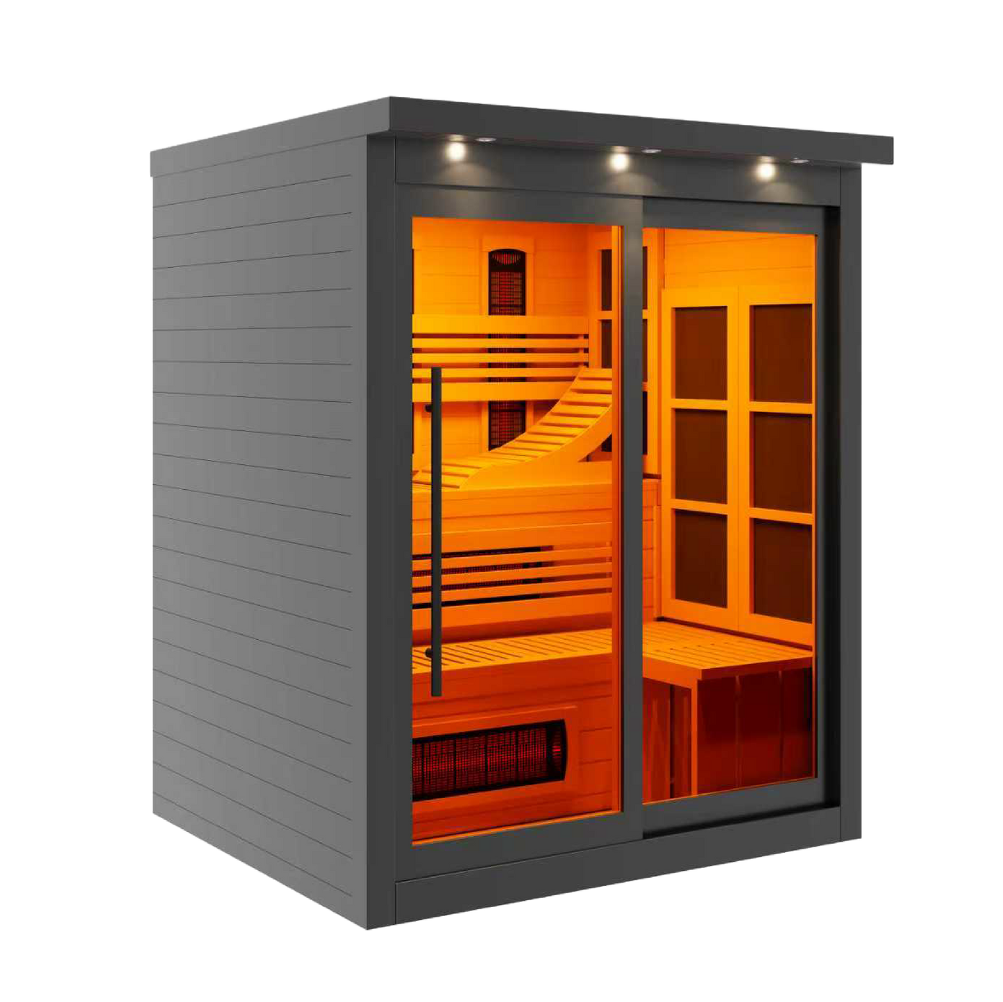 ***New 2026 Model*** Golden Designs 6 Person, Black Near Zero EMF Far IR Sauna (GDI-6996-03-FS)