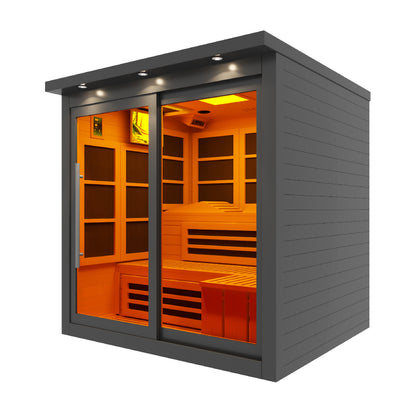 ***New 2026 Model*** Golden Designs 6 Person Near Zero EMF Far IR Sauna - Black Edition (GDI-6996-02EliteBLK)