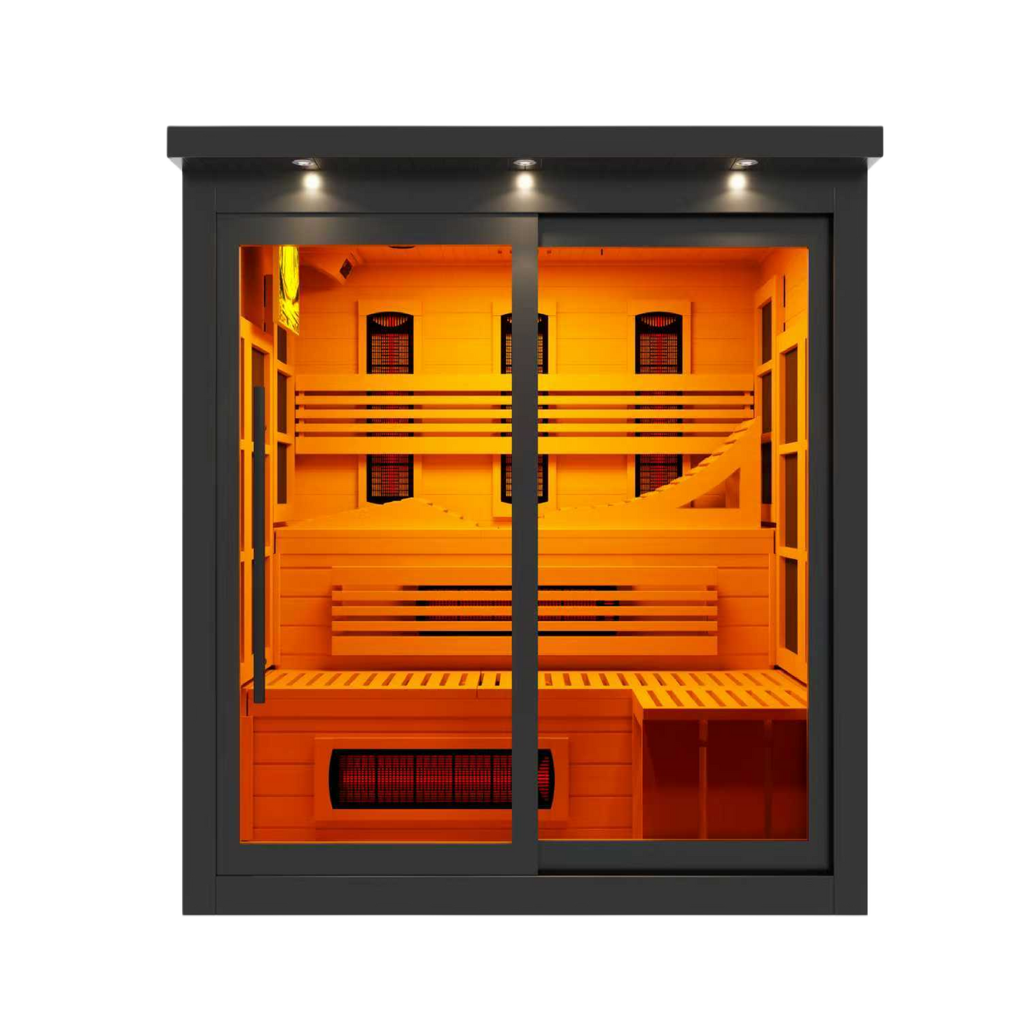 ***New 2026 Model*** Golden Designs 6 Person, Black Near Zero EMF Far IR Sauna (GDI-6996-03-FS)