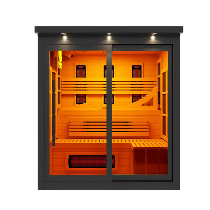 ***New 2026 Model*** Golden Designs 6 Person, Black Near Zero EMF Far IR Sauna (GDI-6996-03-FS)