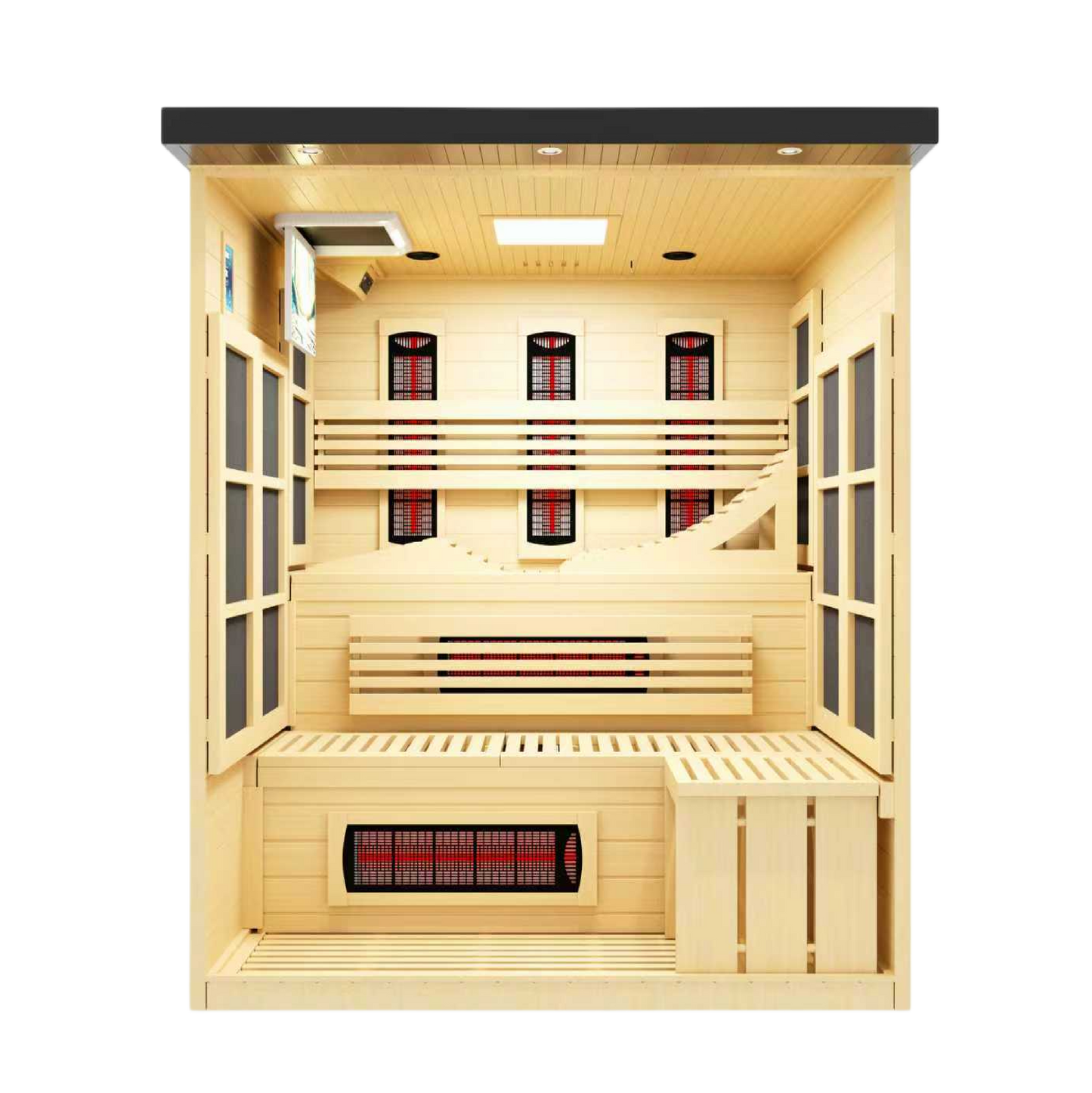 ***New 2026 Model*** Golden Designs 6 Person, Black Near Zero EMF Far IR Sauna (GDI-6996-03-FS)