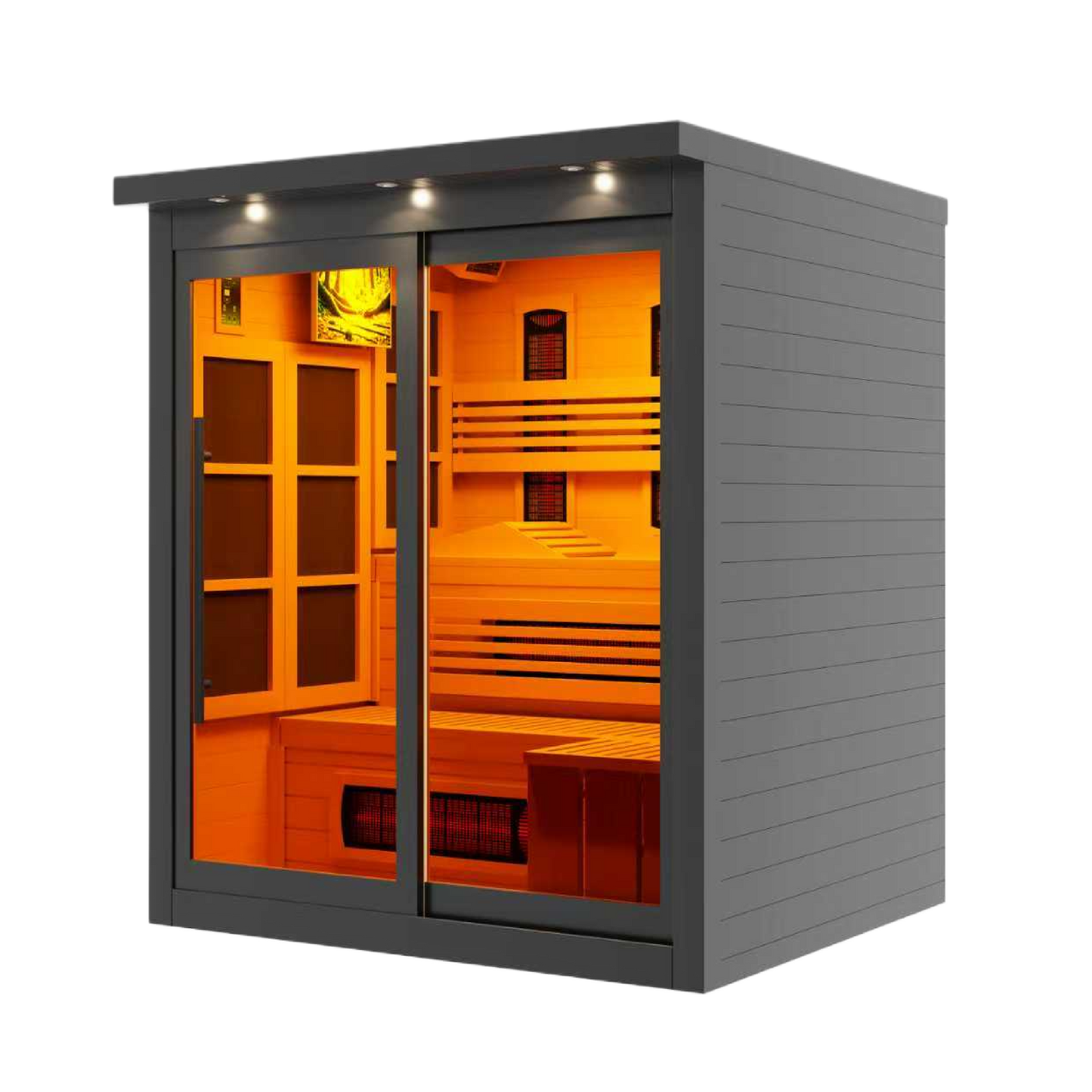 ***New 2026 Model*** Golden Designs 6 Person, Black Near Zero EMF Far IR Sauna (GDI-6996-03-FS)