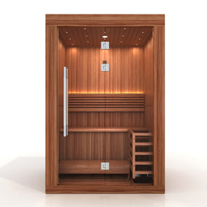 Golden Designs 2025 Updated "Sundsvall Edition" 2 Person Traditional Sauna - Canadian Red Cedar Interior and Pacific Premium Clear Cedar Exterior