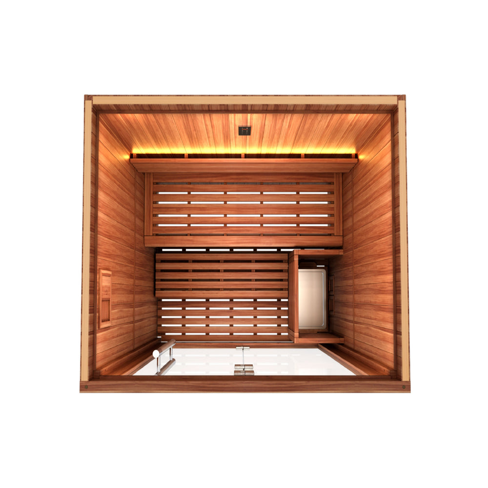 Golden Designs 2025 Updated "Sundsvall Edition" 2 Person Traditional Sauna - Canadian Red Cedar Interior and Pacific Premium Clear Cedar Exterior