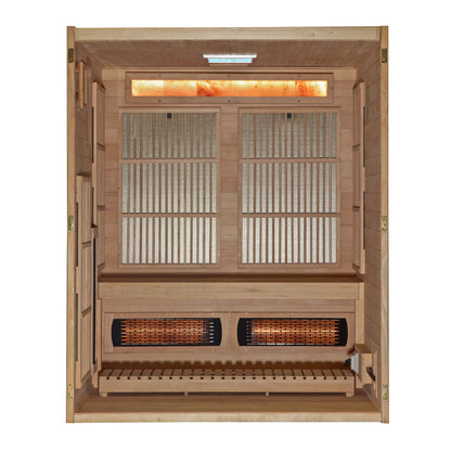 2025 Golden Designs "Soria" 3 Person Hybrid Sauna (Indoor) Full Spectrum and Harvia Traditional Stove (GDI-8330-01)