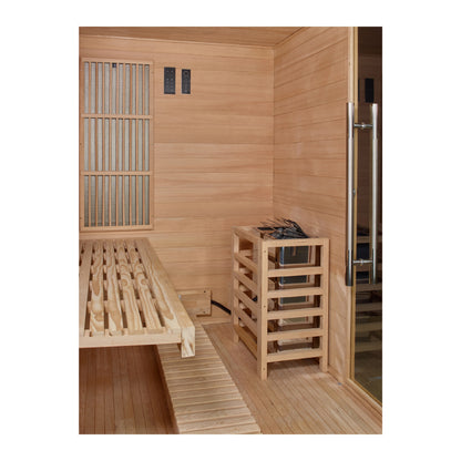 2025 Golden Designs "Soria" 3 Person Hybrid Sauna (Indoor) Full Spectrum and Harvia Traditional Stove (GDI-8330-01)