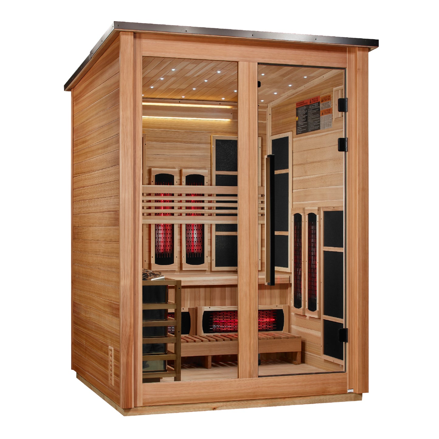 ***New 2026 Model*** Golden Designs "Loviisa" 3 Person, Pacific Cedar Barn Hybrid (PureTech™ Full Spectrum IR or Traditional Stove) Outdoor Sauna (GDI-8523-02)