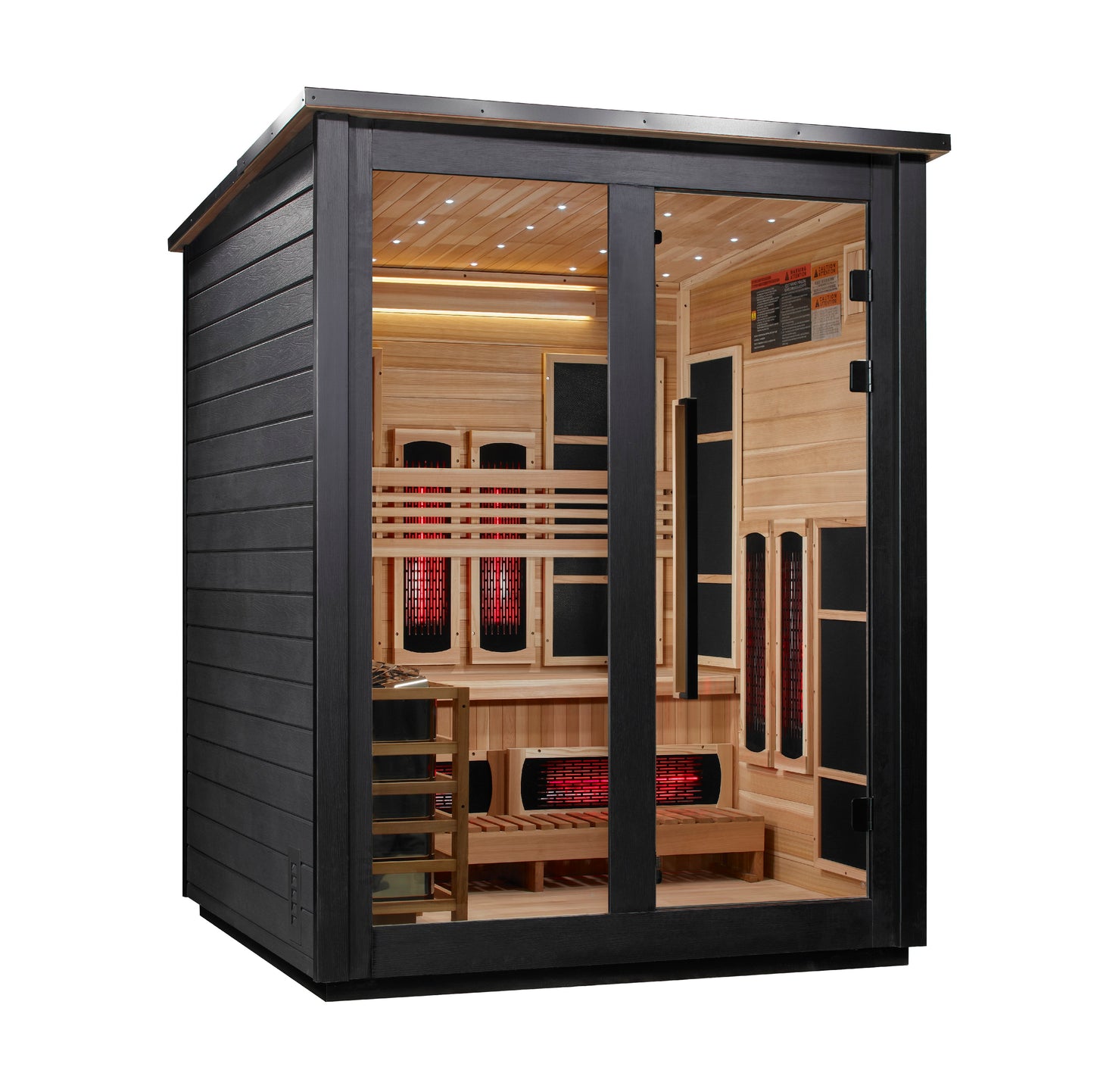 ***New 2026 Model*** Golden Designs "Loviisa" 3 Person, Black Barn Hybrid (PureTech™ Full Spectrum IR or Traditional Stove) Outdoor Sauna (GDI-8523-04)