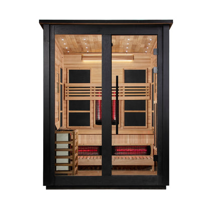 ***New 2026 Model*** Golden Designs "Loviisa" 3 Person, Black Barn Hybrid (PureTech™ Full Spectrum IR or Traditional Stove) Outdoor Sauna (GDI-8523-04)