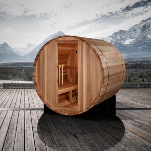 
            
                Load image into Gallery viewer, Golden Designs &amp;quot;St. Moritz&amp;quot; 2 Person Barrel Traditional Sauna -  Pacific Cedar
            
        