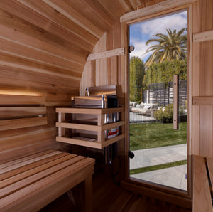 
            
                Load image into Gallery viewer, Golden Designs &amp;quot;Zurich&amp;quot; 4 Person Barrel with Bronze Privacy View - Traditional Sauna -  Pacific Cedar
            
        