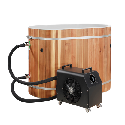 DCT Oval Barrel Tub Cold Plunge (50-P) Pacific Cedar - 3/4 IN-OUT without Motor