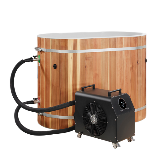 DCT Oval Barrel Tub Cold Plunge (50-P) Pacific Cedar - 3/4 IN-OUT without Motor
