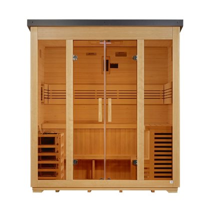 ***New 2026 Model*** Golden Designs "Vorarlberg" 5 Person Traditional Flat Roof Outdoor Sauna (GDI-8005-01)