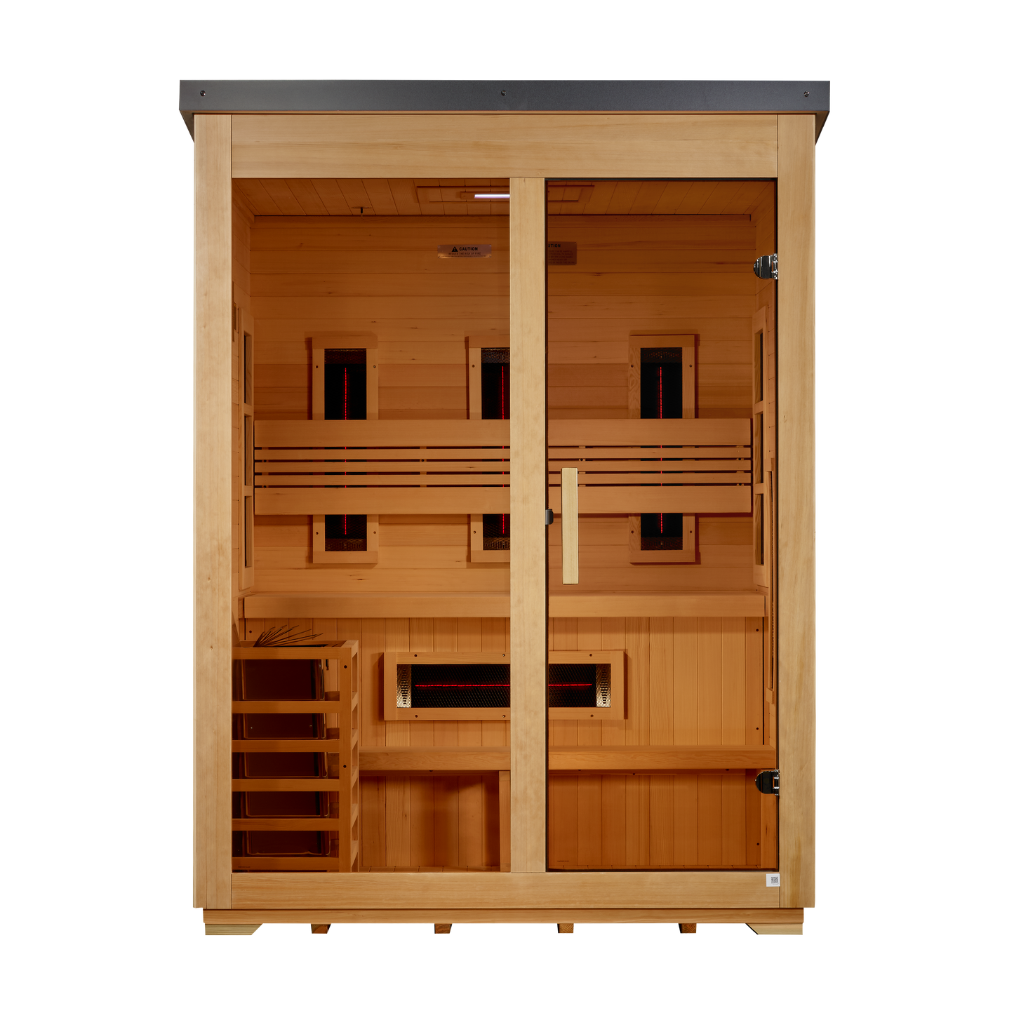 ***New 2026 Model*** Golden Designs "Carinthia" 3 Person Hybrid (PureTech™ Full Spectrum IR or Traditional Stove) Flat Roof Outdoor Sauna (GDI-8023-01)