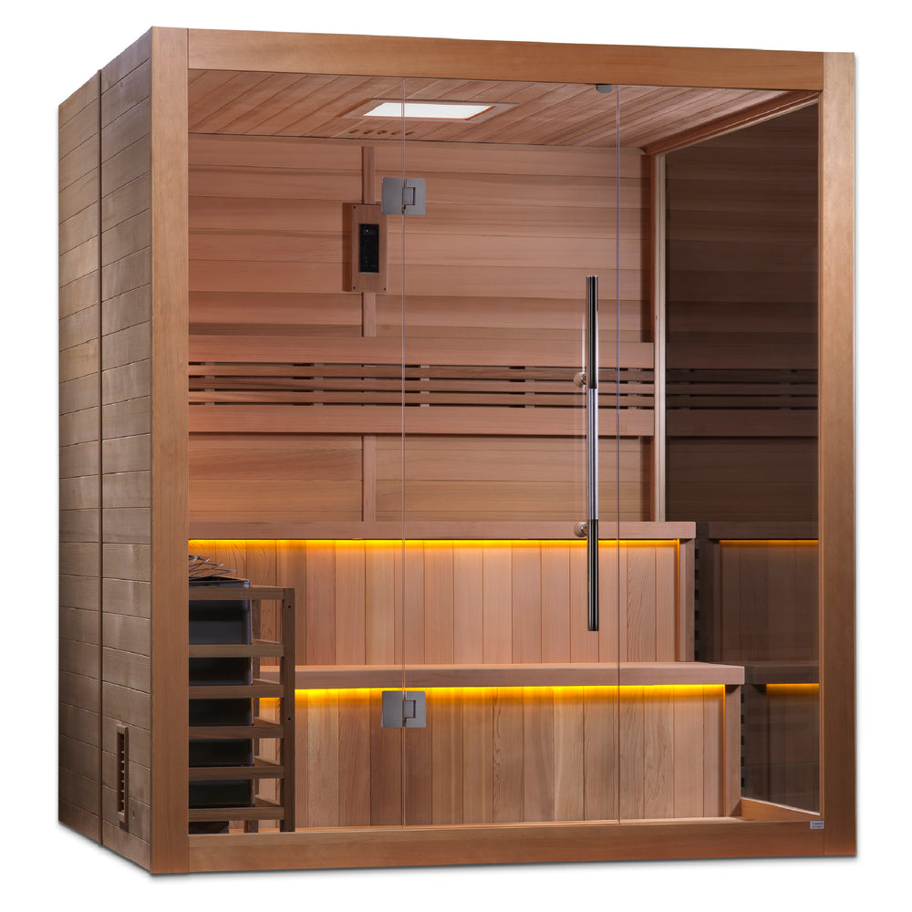 2023 Golden Designs "Kuusamo Edition" 6 Person Traditional Steam Sauna (GDI-7206-01) - Canadian Red Cedar Interior
