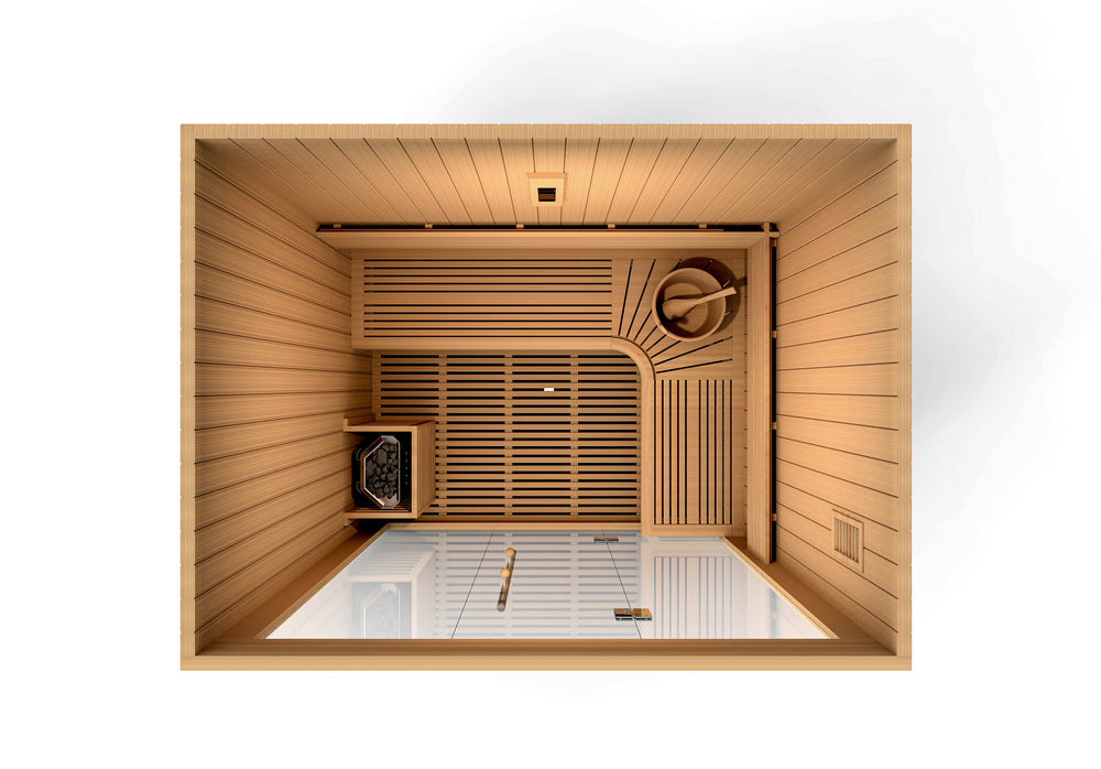 
            
                Load image into Gallery viewer, Golden Designs &amp;quot;Copenhagen Edition&amp;quot; 3 Person Traditional Steam Sauna - Canadian Red Cedar
            
        